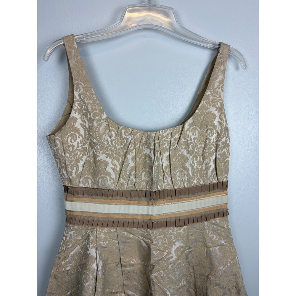 Zara Woman Silk Cotton Damask Tapestry Dress Medium Gold Champagne Brocade Y2K - Picture 2 of 5